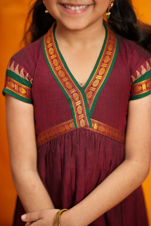Avanti Maroon Kids Anarkali Mini | Made To Order
