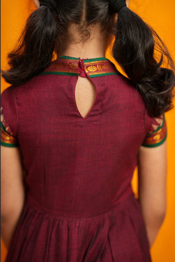 Avanti Maroon Kids Anarkali Mini | Made To Order