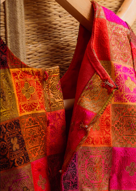 Candy Pink Kanchipuram Silk Girls Pavadai Kurumbi-4-6 years