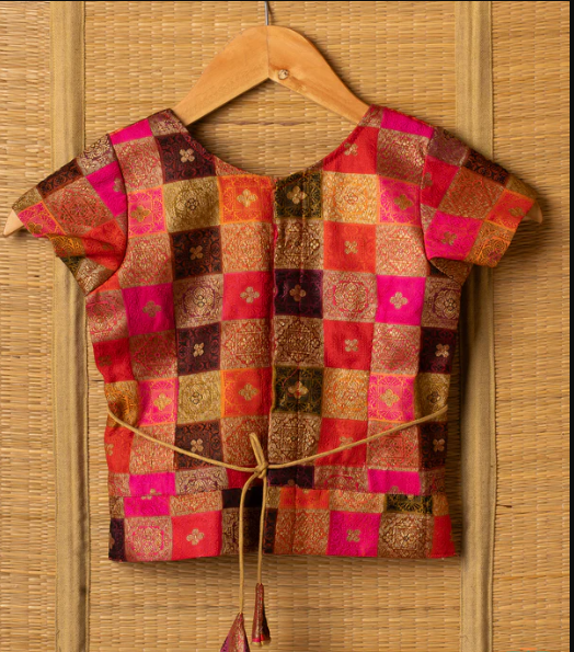 Candy Pink Kanchipuram Silk Girls Pavadai Kurumbi-4-6 years