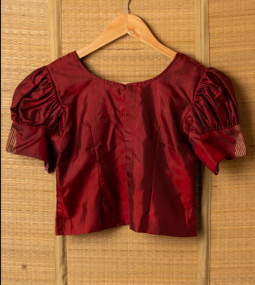 Rust Orange Kanchipuram Silk Girls Pavadai Marugadham-12-14 years