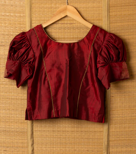 Rust Orange Kanchipuram Silk Girls Pavadai Marugadham-12-14 years