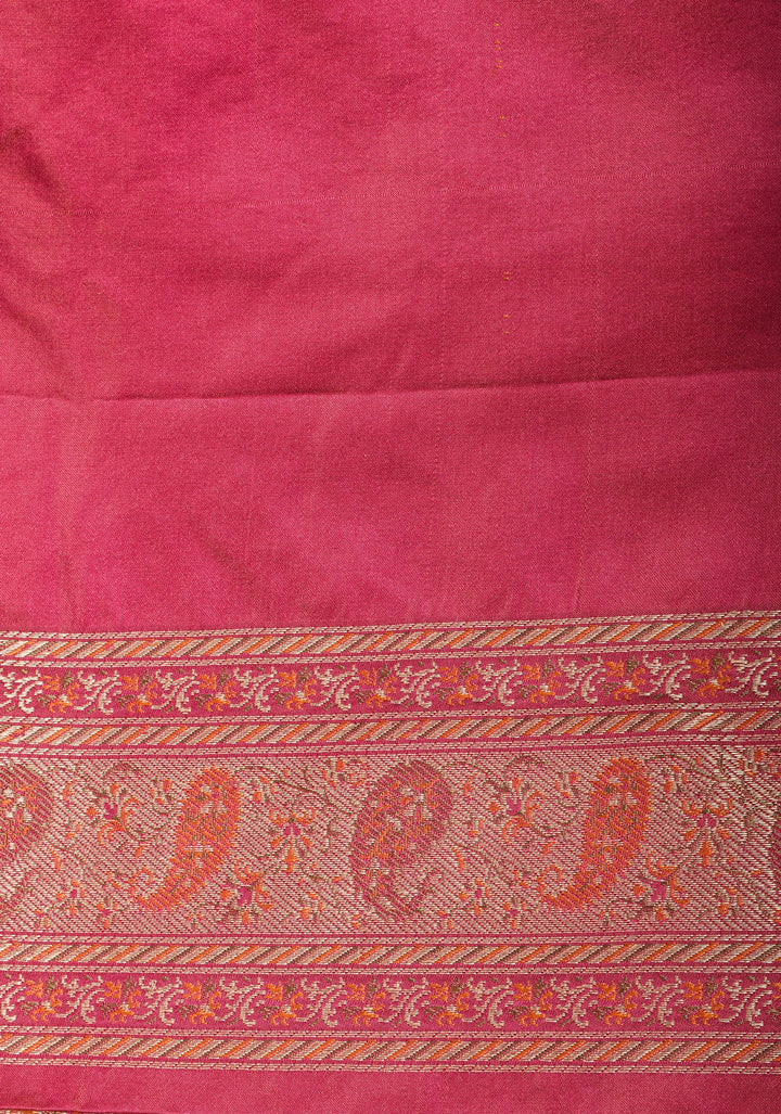 Mauve Pink Tanchoi Banarasi Satin Silk Saree in Leheria Pattern  and zari detailing| SILK MARK CERTIFIED