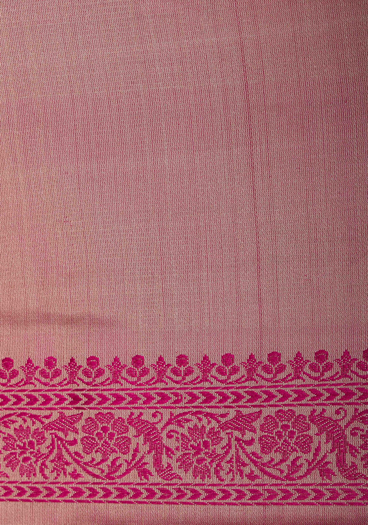 Mesmerizing Beige Tanchoi Floral Brocade Banarasi Satin Silk Saree | SILK MARK CERTIFIED