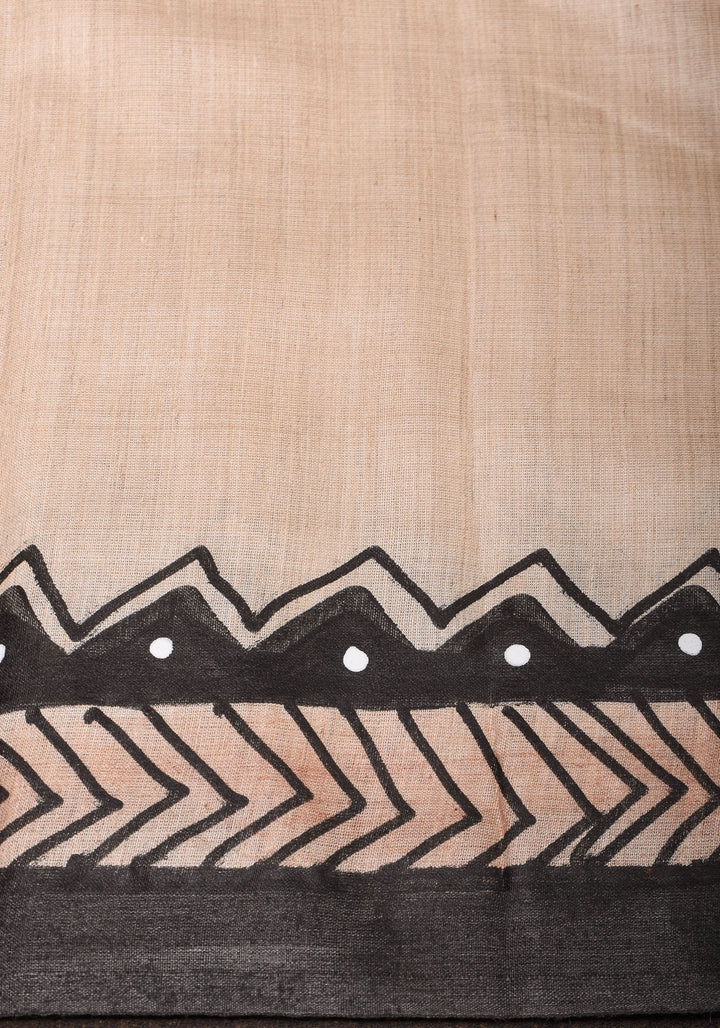 Zodiac Queen:  Handpainting on Gachi Tussar Silk Saree in Natural Color | SILK MARK CERTIFIED