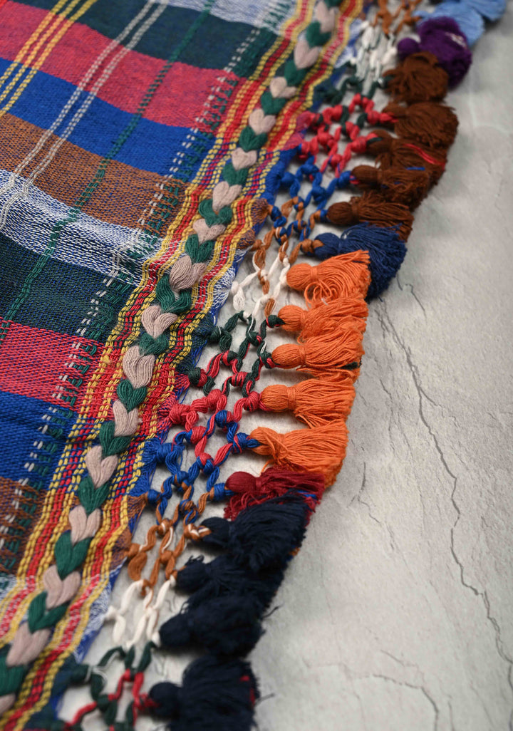 Multicolor Baluchari Cotton Handloom Saree in Checks Pattern