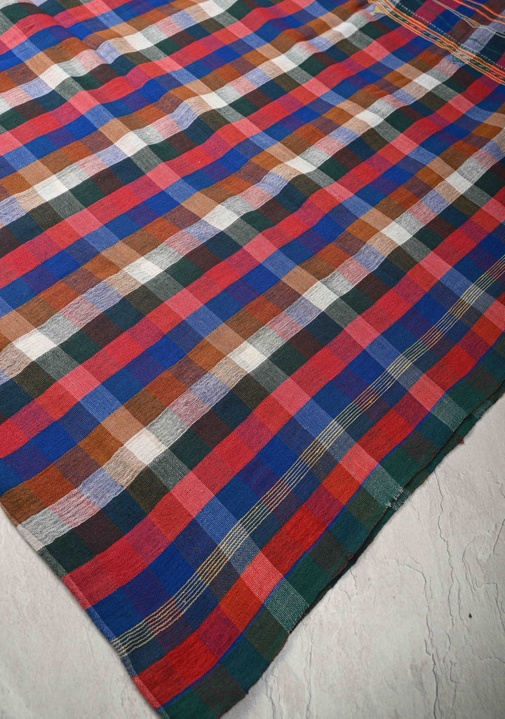 Multicolor Baluchari Cotton Handloom Saree in Checks Pattern