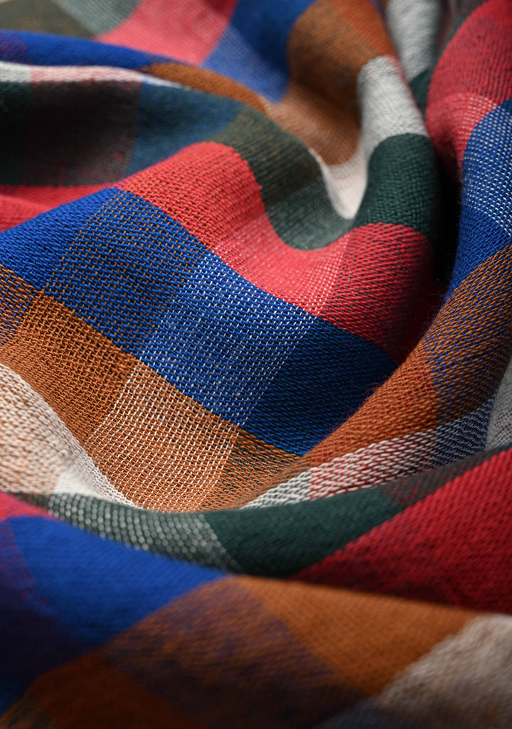 Multicolor Baluchari Cotton Handloom Saree in Checks Pattern