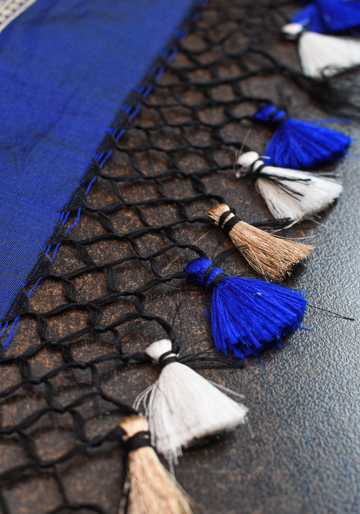 Katan Silk Banarasi Saree in Blue with Meenakari Rose Creeper Jaal  | SILK MARK CERTIFIED