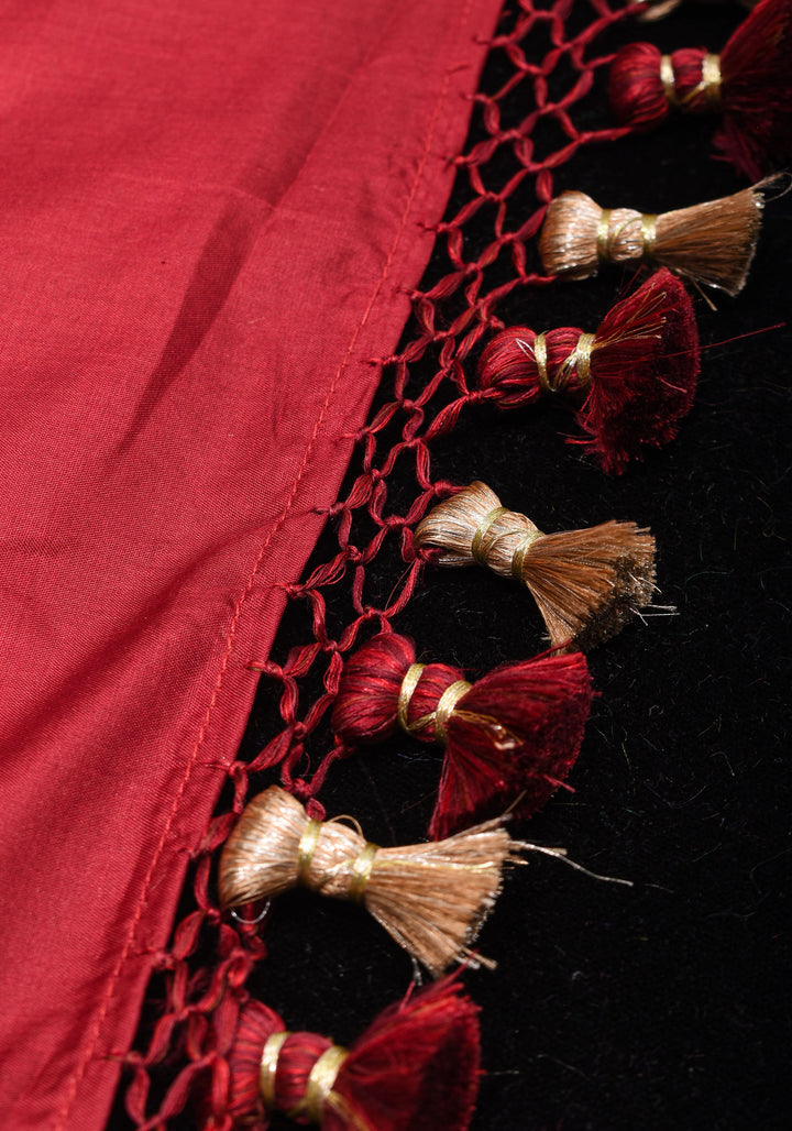 Brick Pure Banarasi Silk Katan Saree with Moroccan trellis design and Alfi buttas  | SILK MARK CERTIFIED