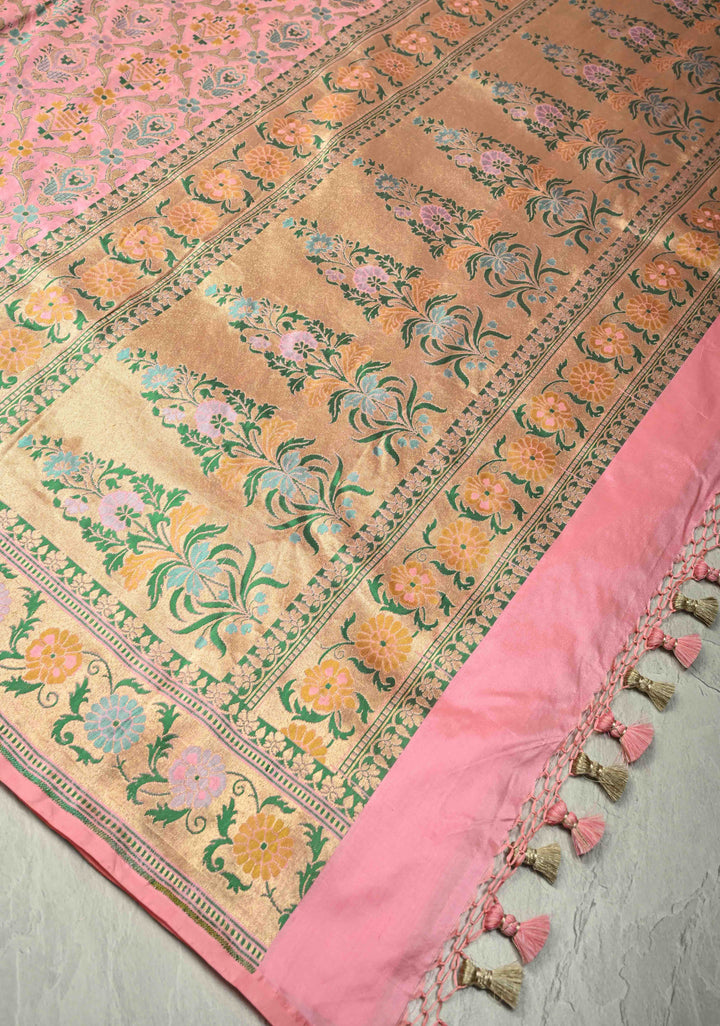 Pink Banarasi Meenakari Patola Design Saree in Pure Katan Silk with Intricate Pallu | SILK MARK CERTIFIED