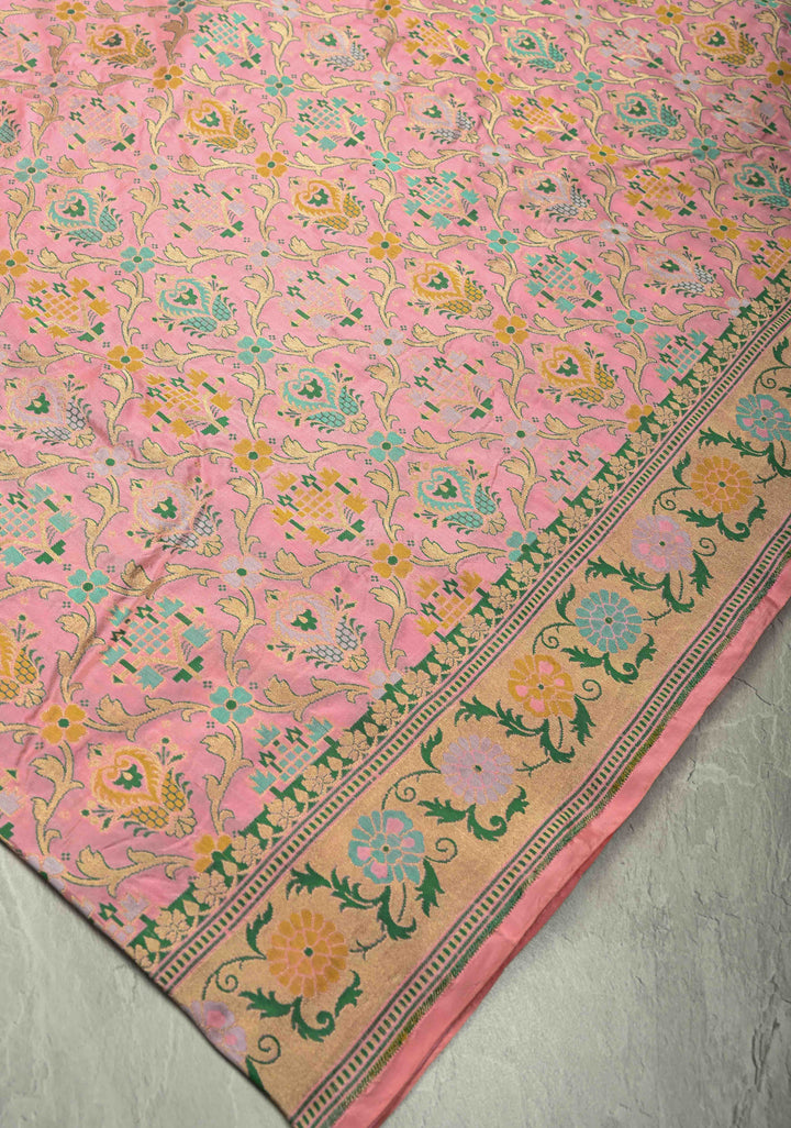 Pink Banarasi Meenakari Patola Design Saree in Pure Katan Silk with Intricate Pallu | SILK MARK CERTIFIED