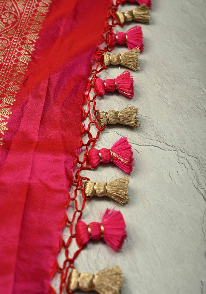 Multicolor Rangkaat Style Banarasi Katan Silk Saree and Geometric Brocade and Zari Border | SILK MARK CERTIFIED