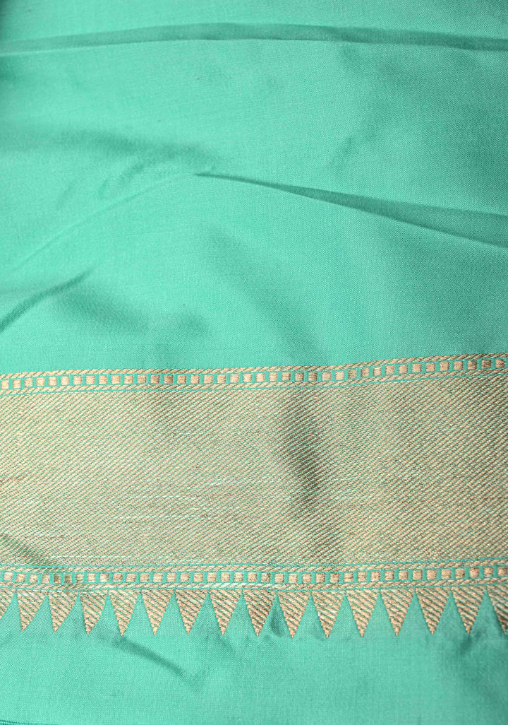 Seafoam Green Pure Banarasi Katan Silk Saree with Paithani Style Borders and Pallu | SILK MARK CERTIFIED
