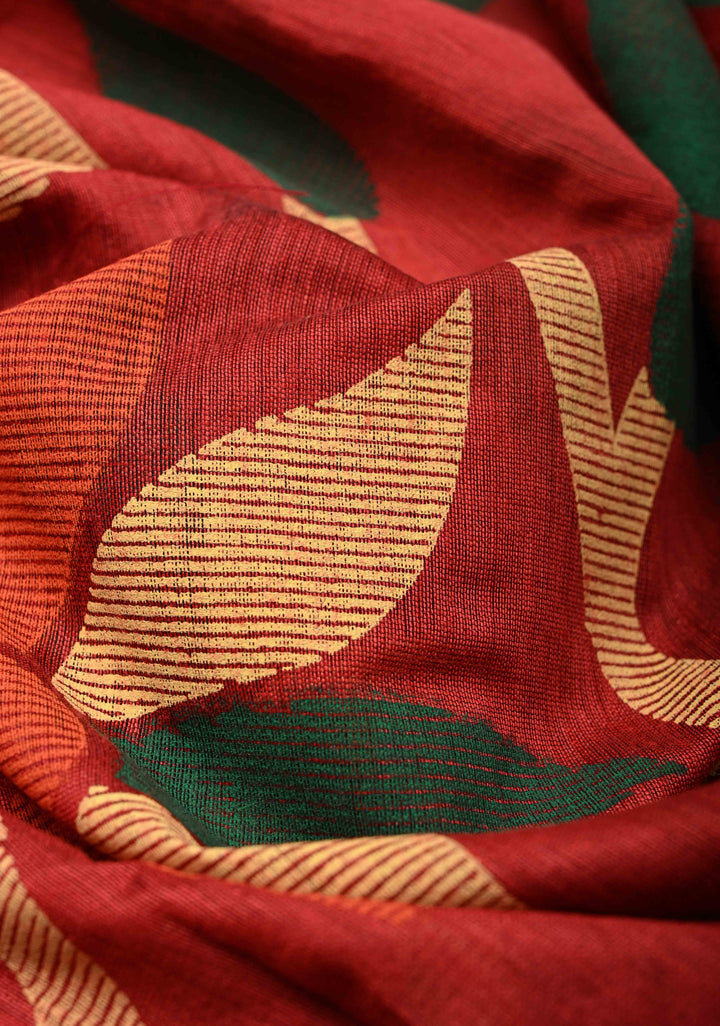 Brick Red Uppada Handloom Silk Saree with Full Body Jamdani Jaal and Border