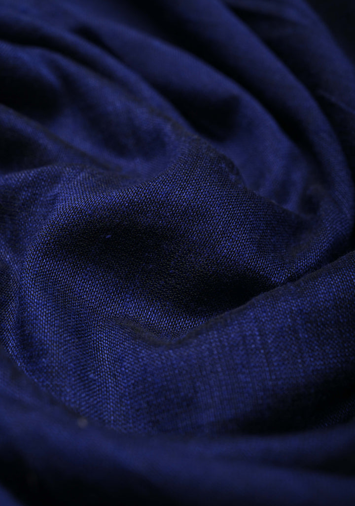 Navy Blue Uppada Handloom Cotton Saree with Tree of life Buttas on Border and Pallu