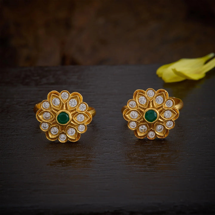 Pure 92.5 Silver, Gold Plated Petalya Toe Ring