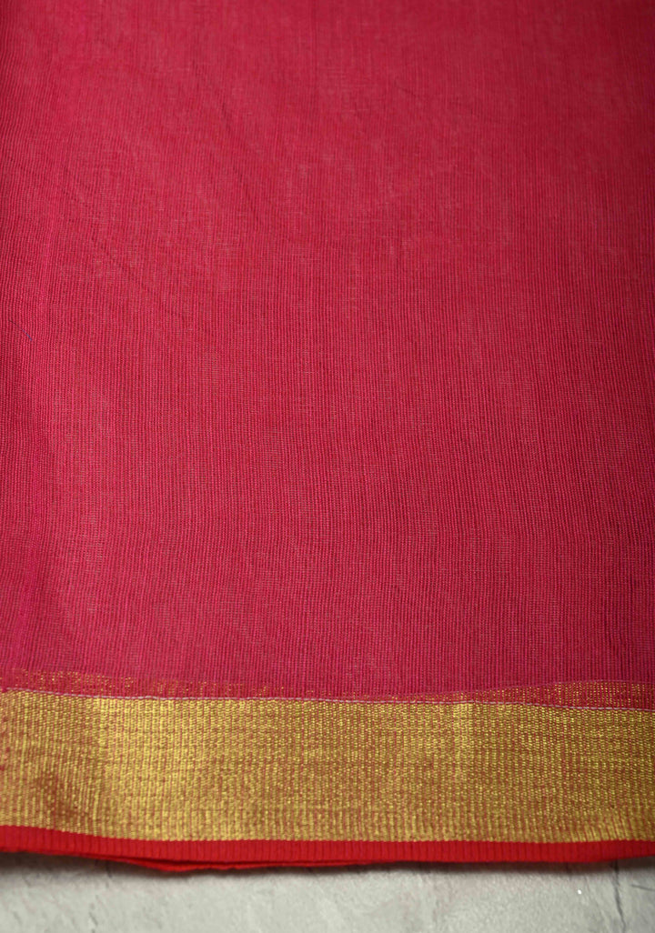 Pink Dual Tone Meenakari Design on Silk Muslin Saree with Resham Jamdani Weaving | SILK MARK CERTIFIED
