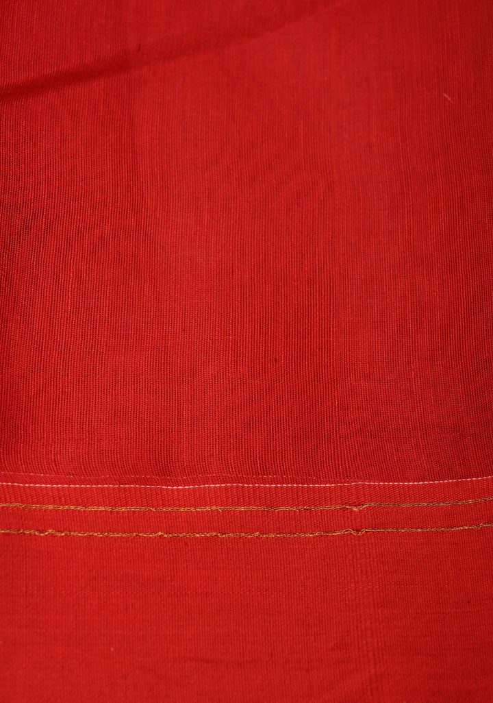 Deep Red Meenakari Design on Muslin Silk Saree with Resham Jamdani Weaving | SILK MARK CERTIFIED