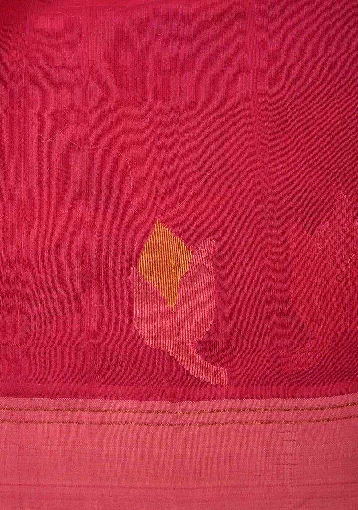 Exquisite Pink Meenakari Design on Silk Muslin Saree with Resham Jamdani Weaving | SILK MARK CERTIFIED