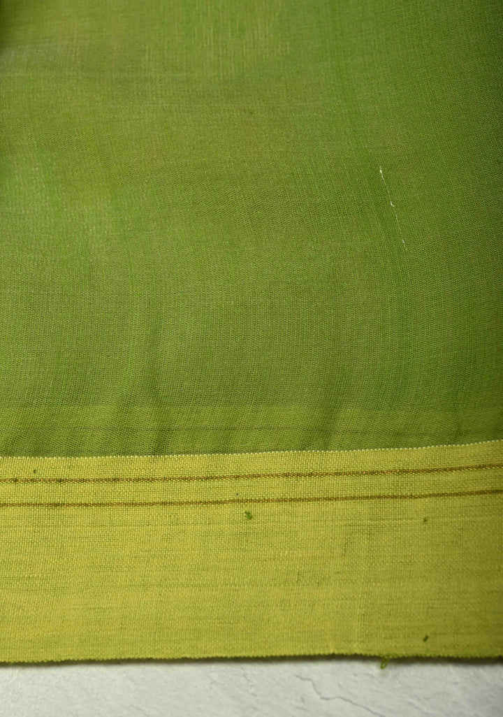 Pista Green Silk Muslin Saree with Resham Jamdani Weaving  | SILK MARK CERTIFIED