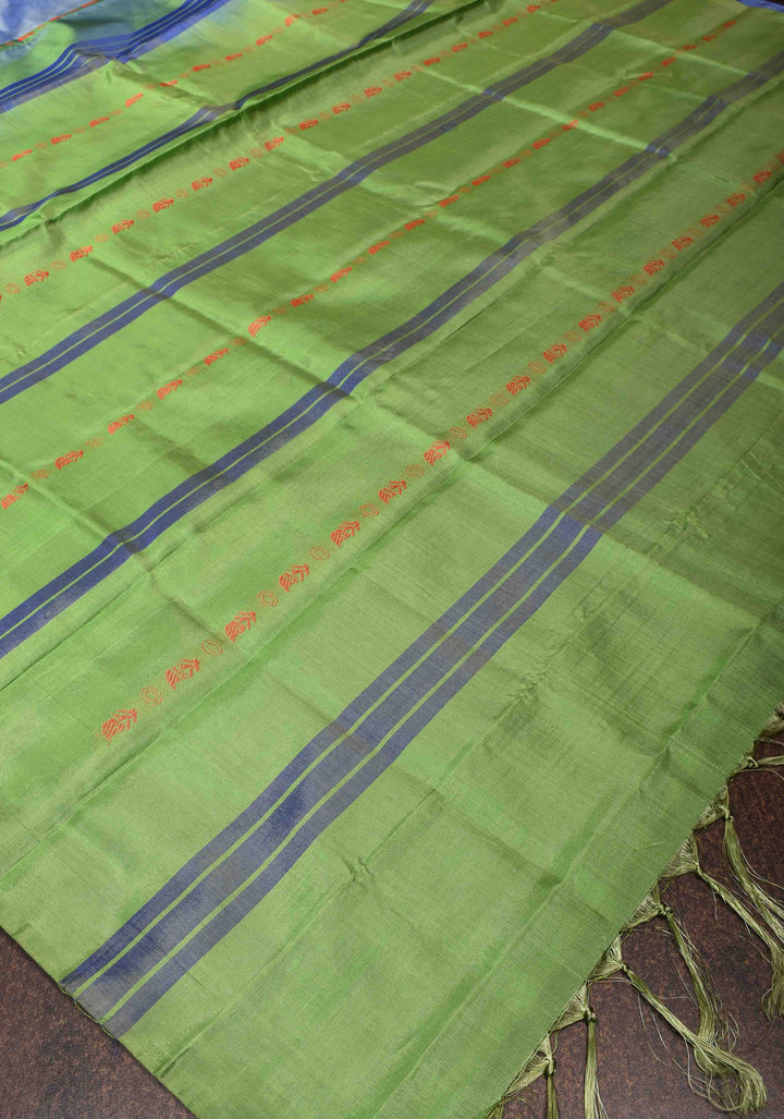 Vegan Silk Handloom Saree in Shades of Pastel Blue