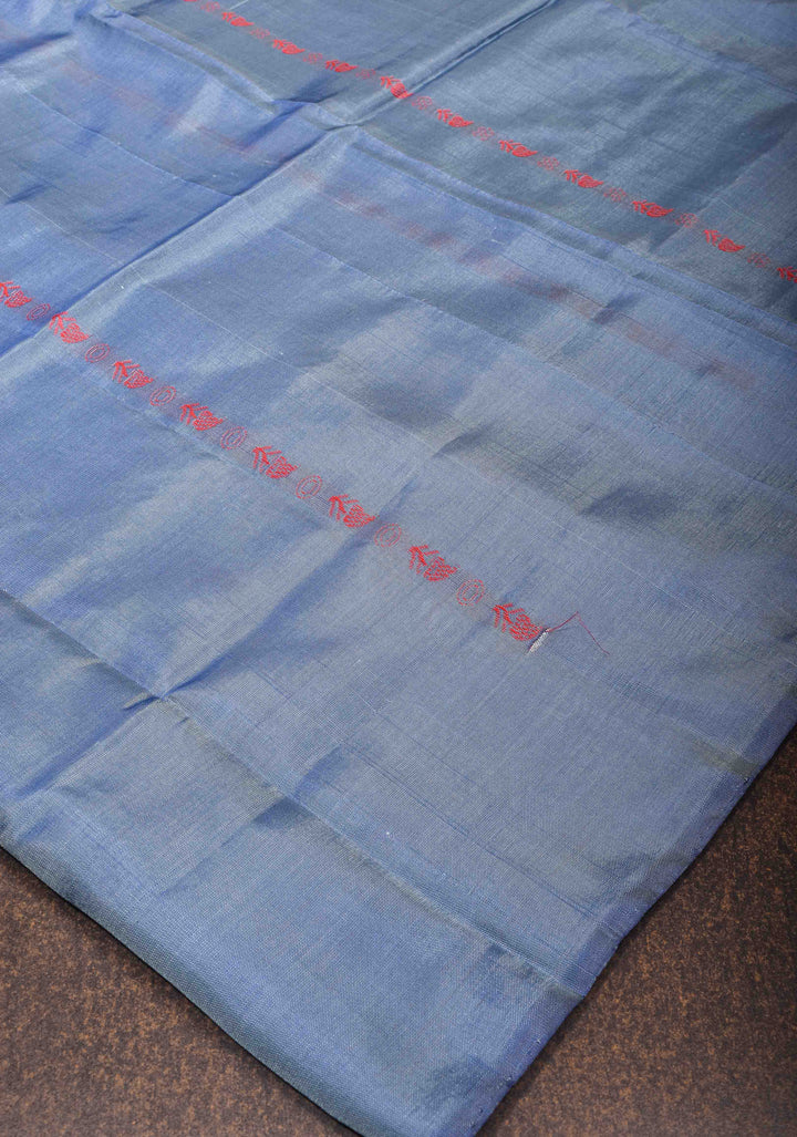 Vegan Silk Handloom Saree in Shades of Pastel Blue