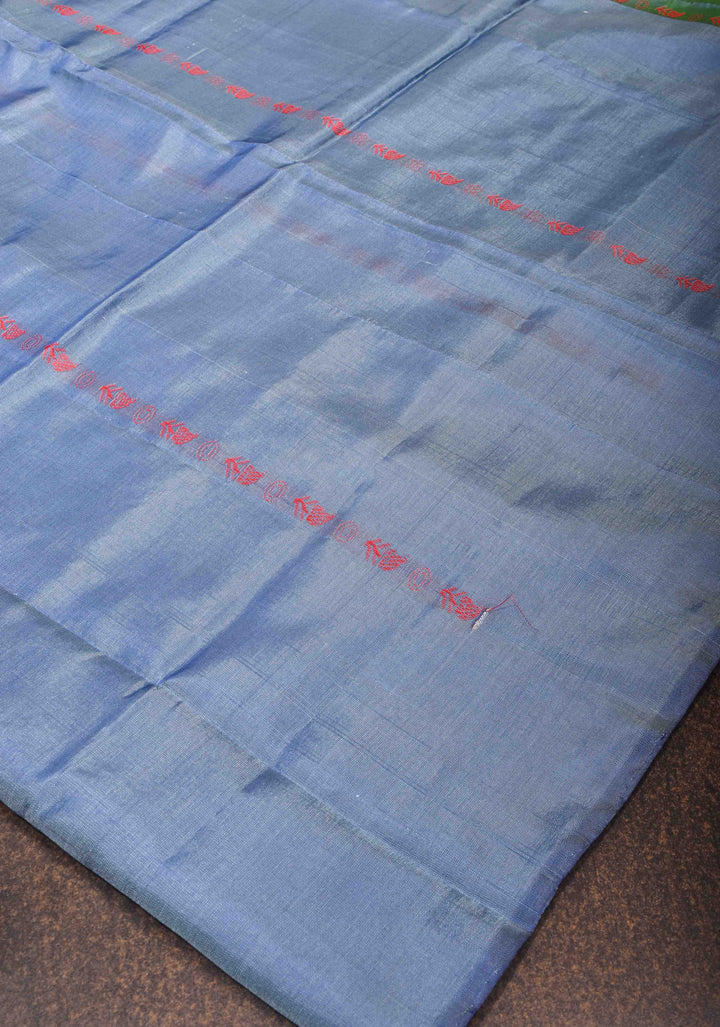 Vegan Silk Handloom Saree in Shades of Pastel Blue