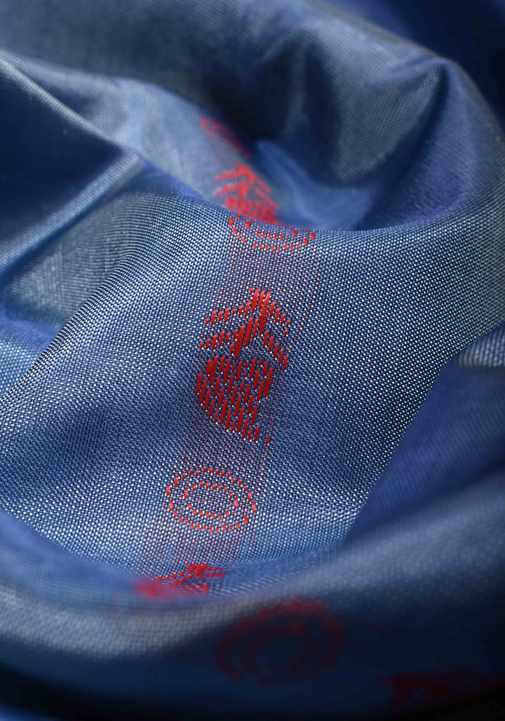 Vegan Silk Handloom Saree in Shades of Pastel Blue