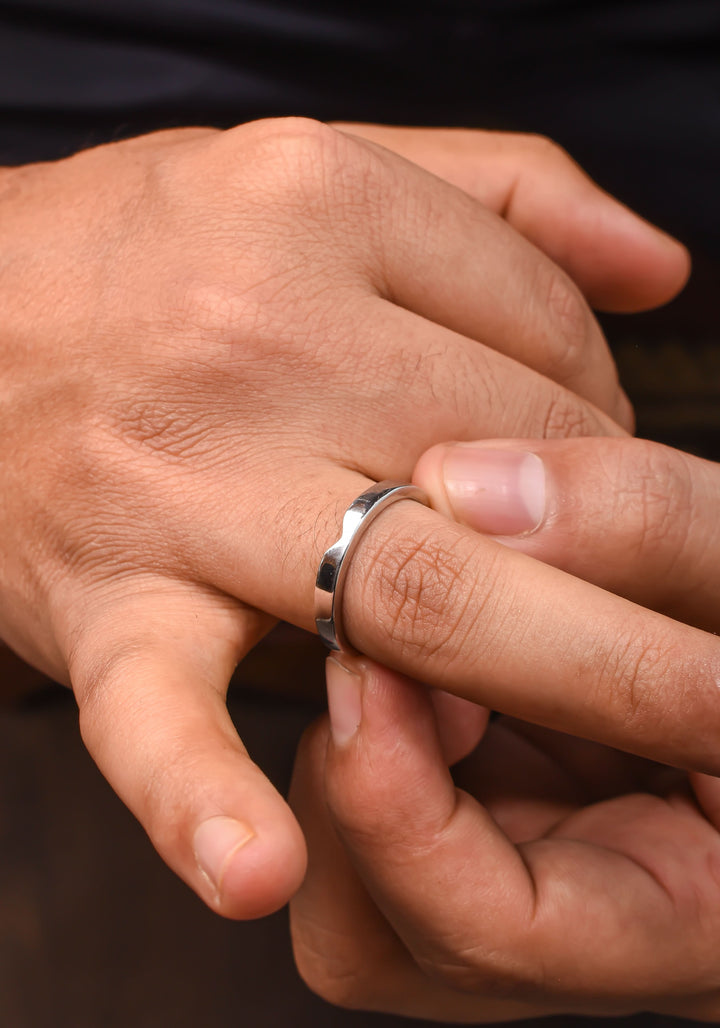 92.5 Silver Classic Ring Band for Him | Shobitam Jewelry