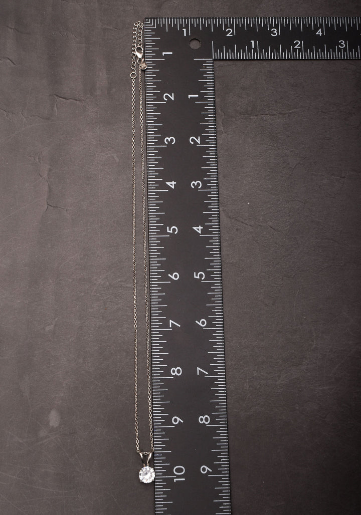 925 Silver Classic Solitaire Pendant and Chain, workwear jewelry