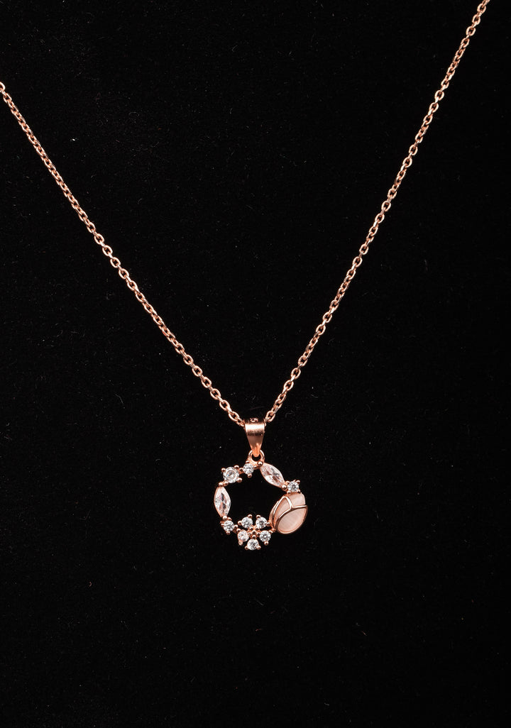 925 silver Pendant and Chain with Earrings in Rose Gold Finish – Subtle Elegance