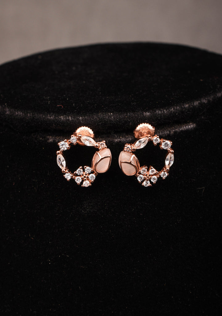 925 silver Pendant and Chain with Earrings in Rose Gold Finish – Subtle Elegance