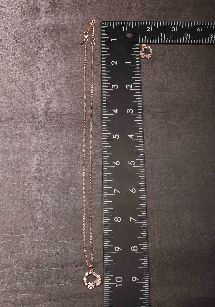 925 silver Pendant and Chain with Earrings in Rose Gold Finish – Subtle Elegance