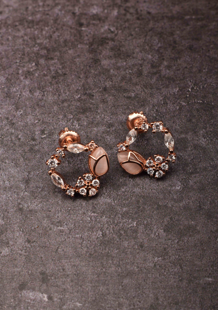 925 silver Pendant and Chain with Earrings in Rose Gold Finish – Subtle Elegance