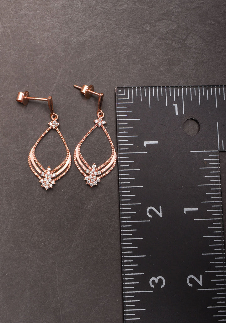 925 Silver Delicate earrings with Rose Gold finish  Shobitam Jewelry