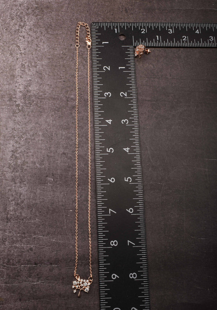 92.5 Silver Rose Gold Tree of Life Necklace with Earrings – A Symbol of Growth and Harmony