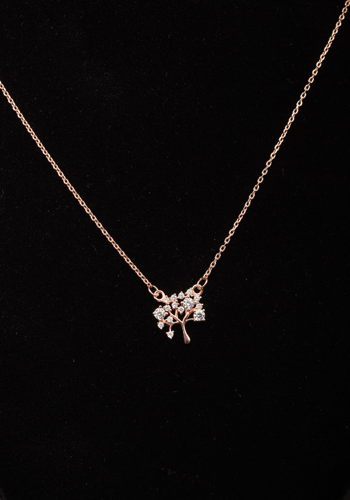 92.5 Silver Rose Gold Tree of Life Necklace with Earrings – A Symbol of Growth and Harmony