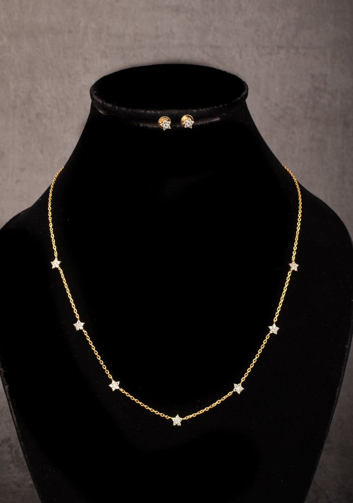 92.5 Silver 7 star constellation  Necklace Set with Matching Ring and Earrings