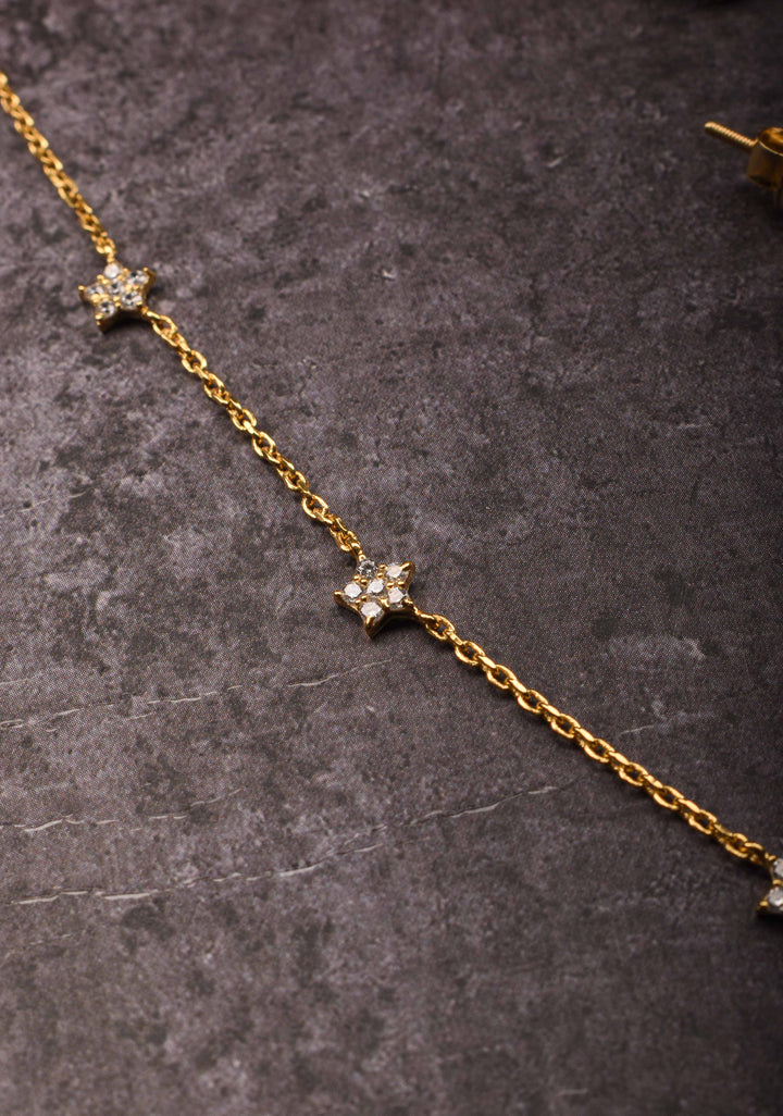 92.5 Silver 7 star constellation  Necklace Set with Matching Ring and Earrings