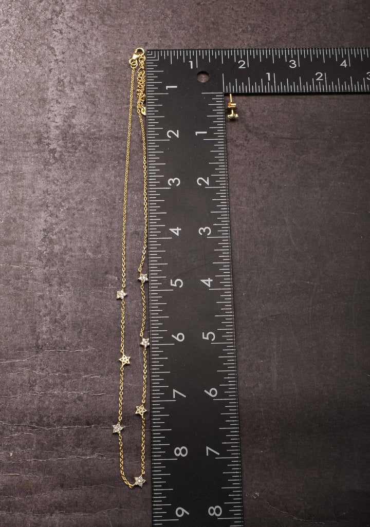 92.5 Silver 7 star Star Constellation Necklace Set with Matching Earrings