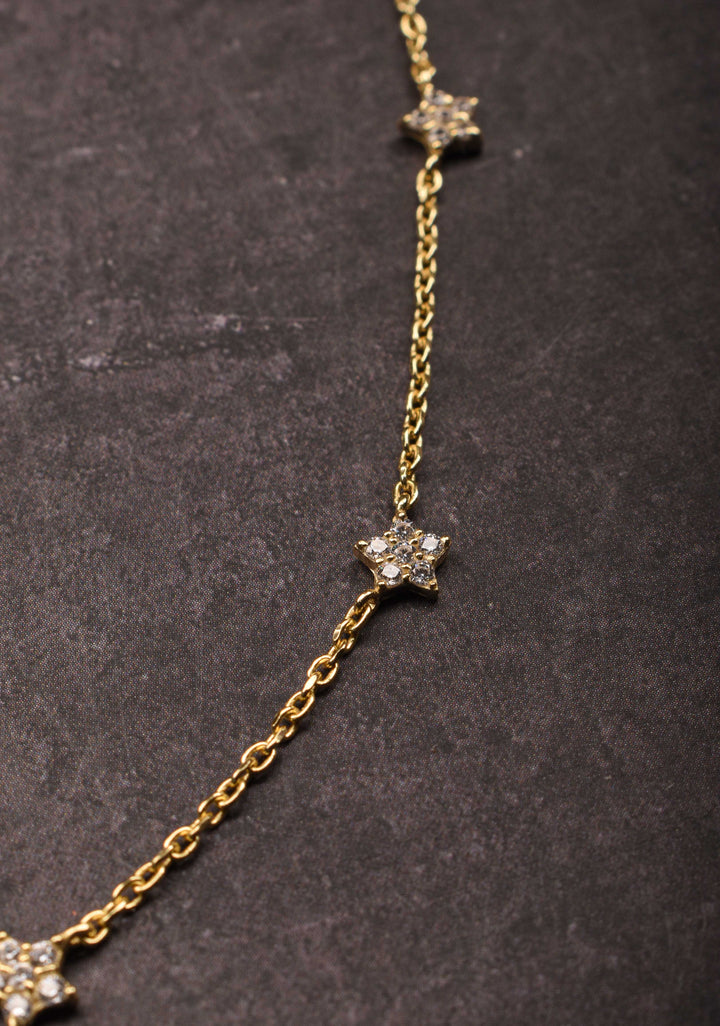 92.5 Silver 7 star Star Constellation Necklace Set with Matching Earrings