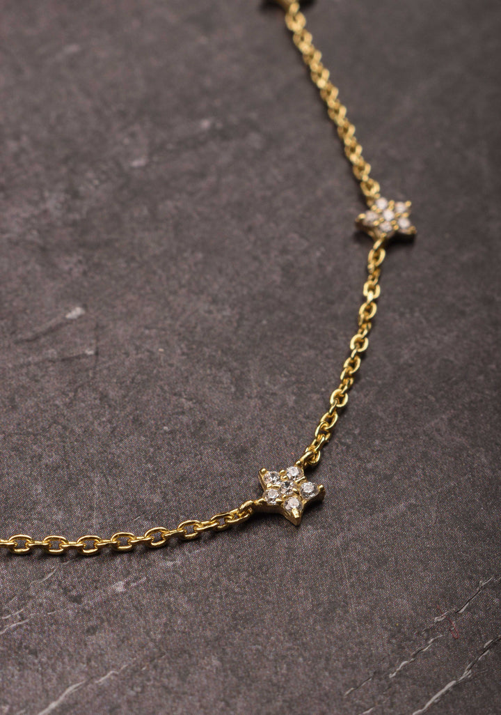 92.5 Silver 7 star Star Constellation Necklace Set with Matching Earrings