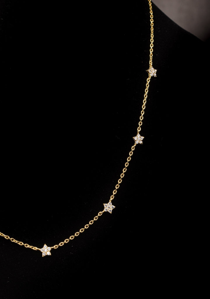 92.5 Silver 7 star Star Constellation Necklace Set with Matching Earrings