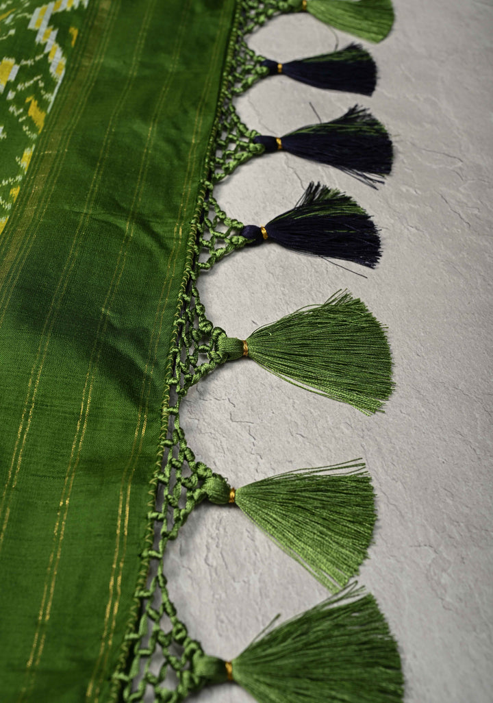 Midnight Blue Pochampally Ikkat Pure Silk Saree with Brocade and Zari Border | SILK MARK CERTIFIED