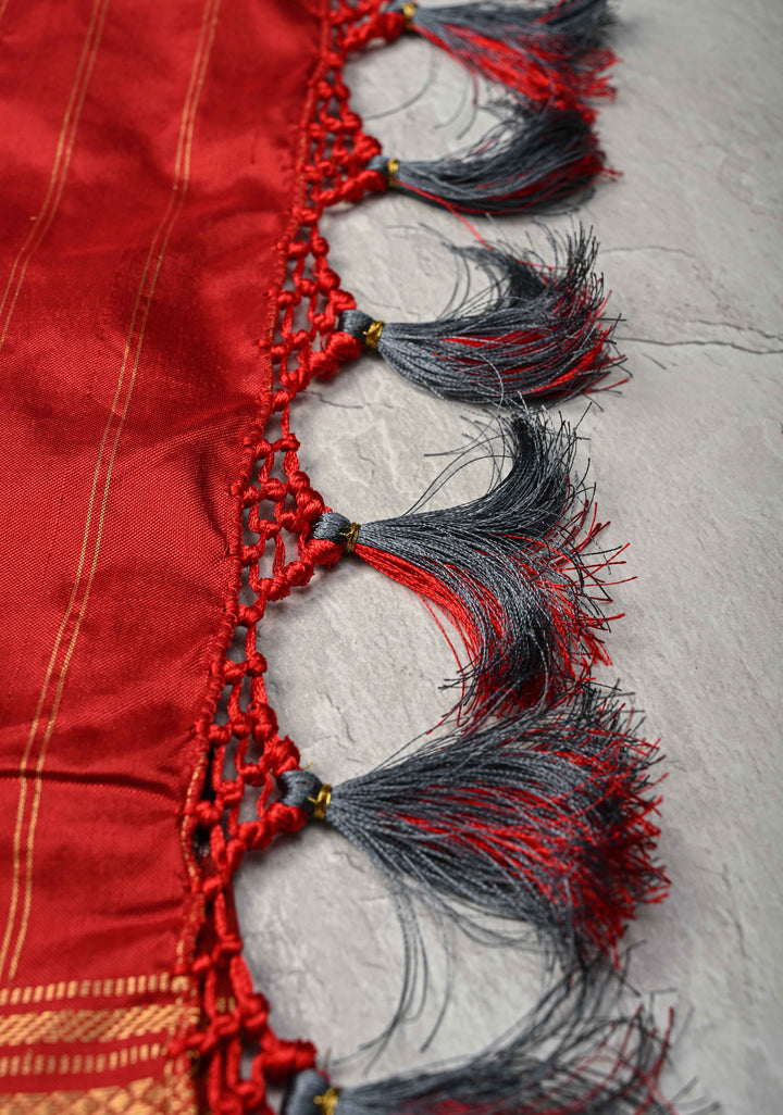 Black-Gray Pochampally Ikkat Pure Silk Saree Patola Brocade and Contrast Zari Border | SILK MARK CERTIFIED