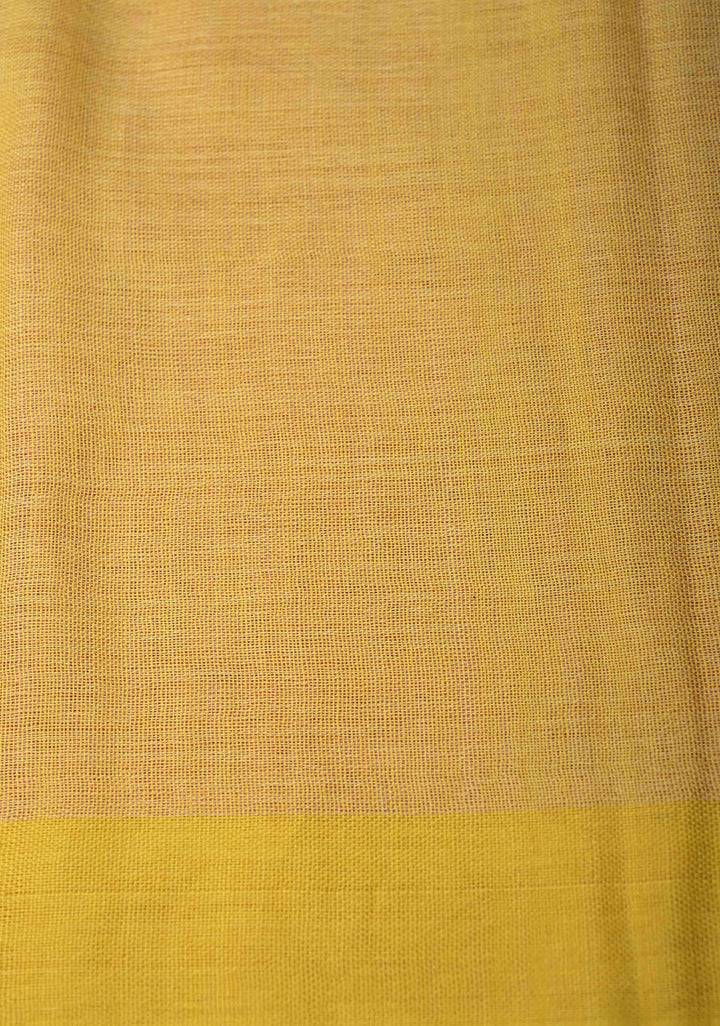 Peach Bhujodi Kala Cotton Saree with Thread Meenakari Floral Buttas and Border-Stripes Pallu