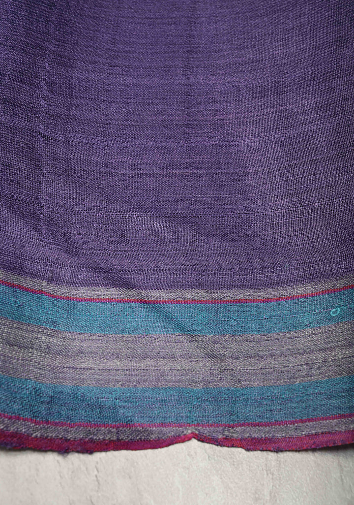 Purple Banarasi Tussar Saree with Thread Buttas and Border | SILK MARK CERTIFIED