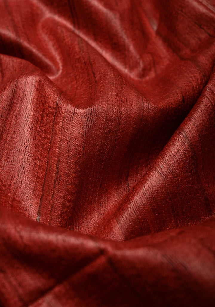 Red Tussar Madhubani Hand-Painted Saree  | SILK MARK CERTIFIED