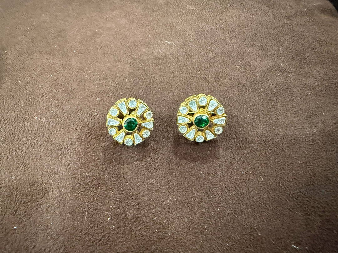 92.5 Silver Earrings With Cz & Emeralds